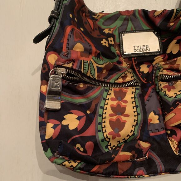 Tyler Rodan Crossbody Messenger Shoulder Bag Paisley Colorful Preowned Pockets - Picture 4 of 16